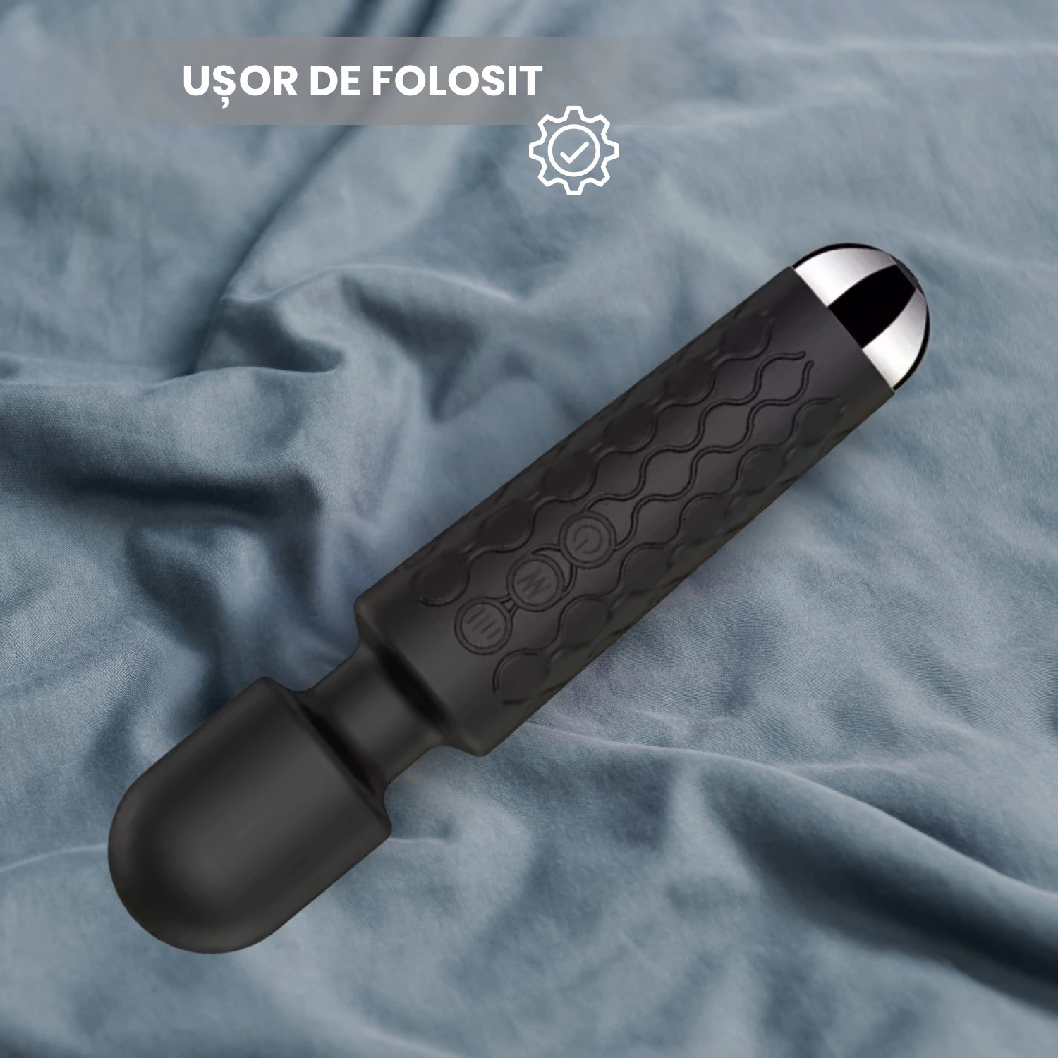 Vibrator Personal Discret Bagheta Masaj Femei Clitoris, 20 Moduri, 8 Viteze, Motor Puternic, Cap Flexibil Silicon Moale, Prietenos cu Pielea, Rezistent Apa IPX6, Compact, Ergonomic, Reincarcabil USB, Discret, Silention, Material Hipoalergenic, Negru - imagine 6