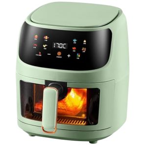 Friteuza Cu Aer Cald 2400W, Control Inteligent, Temperatura NTC, 8 Meniuri Presetate, Gatire Uniforma 360°, Eficienta Energetica, Coacere Sanatoasa, Fara Ulei, Gatire Rapida, Friteuza Fara Ulei, Gatire Sanatoasa, Coacere Eficienta, Verde