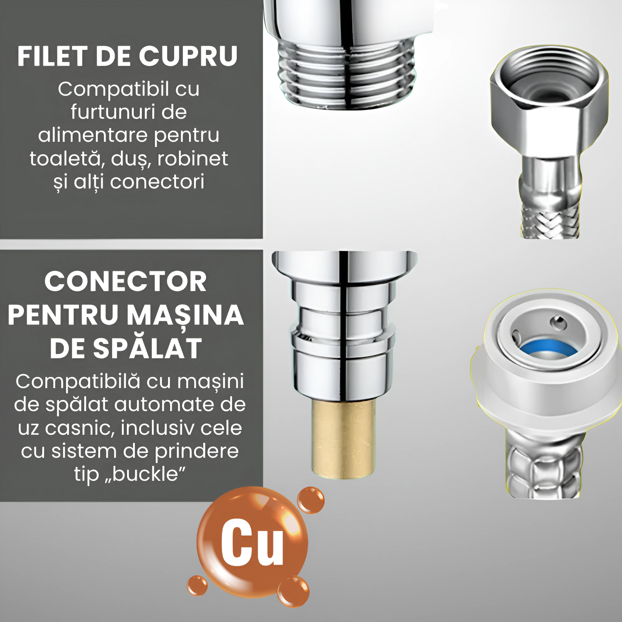 Robinet Unghiular Dublu 2 In 1, Inlet Unic, Doua Iesiri, Control Dublu Independent, Otel Inoxidabil, Finisaj Lucios, Compact, Baie, Bucatarie, Cromat - imagine 6