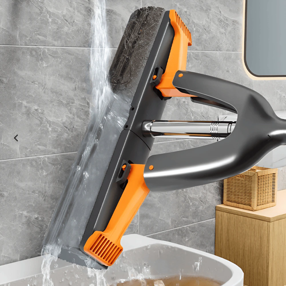 Mop 38cm cu 1 Burete Super Absorbant, 38cm latime, Maner Telescopic, Sistem Stoarcere Automat Hands-Free, Curatare Rapida si Eficienta, PVA Premium, Potrivit pentru Parchet, Gresie, Laminat, Absorbtie Umeda Maxima, Negru crom - imagine 7