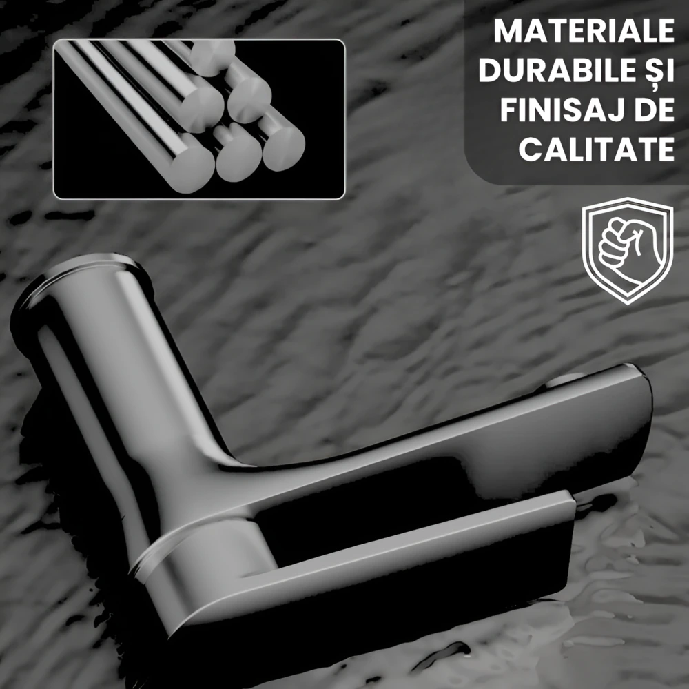 Baterie Baie Monocomanda, Model Universal, Baterie Lavoar cu Jet Apa Silentios, Montaj 1 Sau 3 Orificii cu Placa Inclusa, Instalare Usoara, Compatibil Lavoar Blat Chiuveta RV, Negru Mat - imagine 3