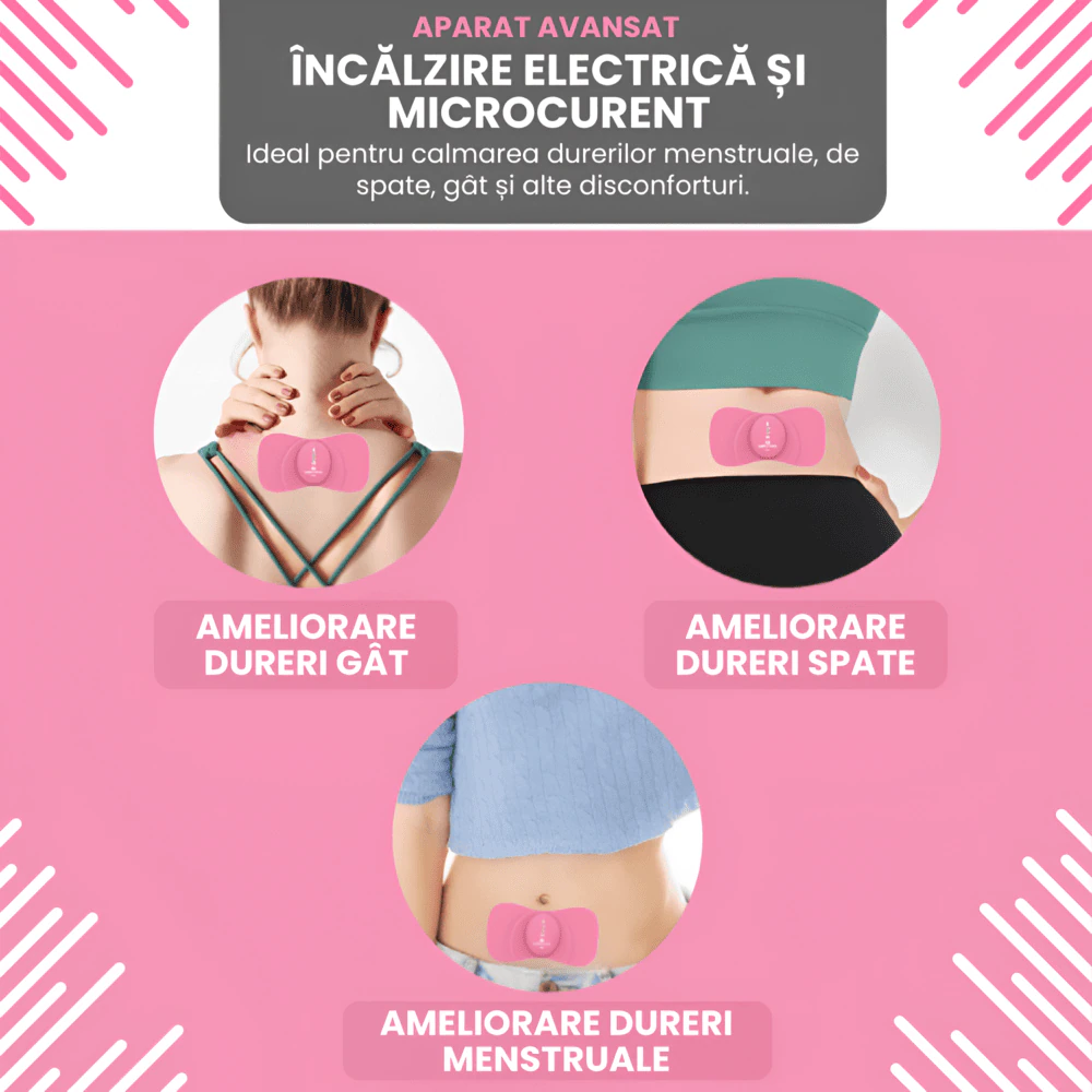 Dispozitiv Ameliorare Dureri Menstruale, Incalzire Electrica si Microcurent EMS pentru Relaxare Rapida, anti dureri menstruatie si ciclu, Ameliorare Spate, Gat, Eficient si Natural, portabil, acumulator, Roz - imagine 2