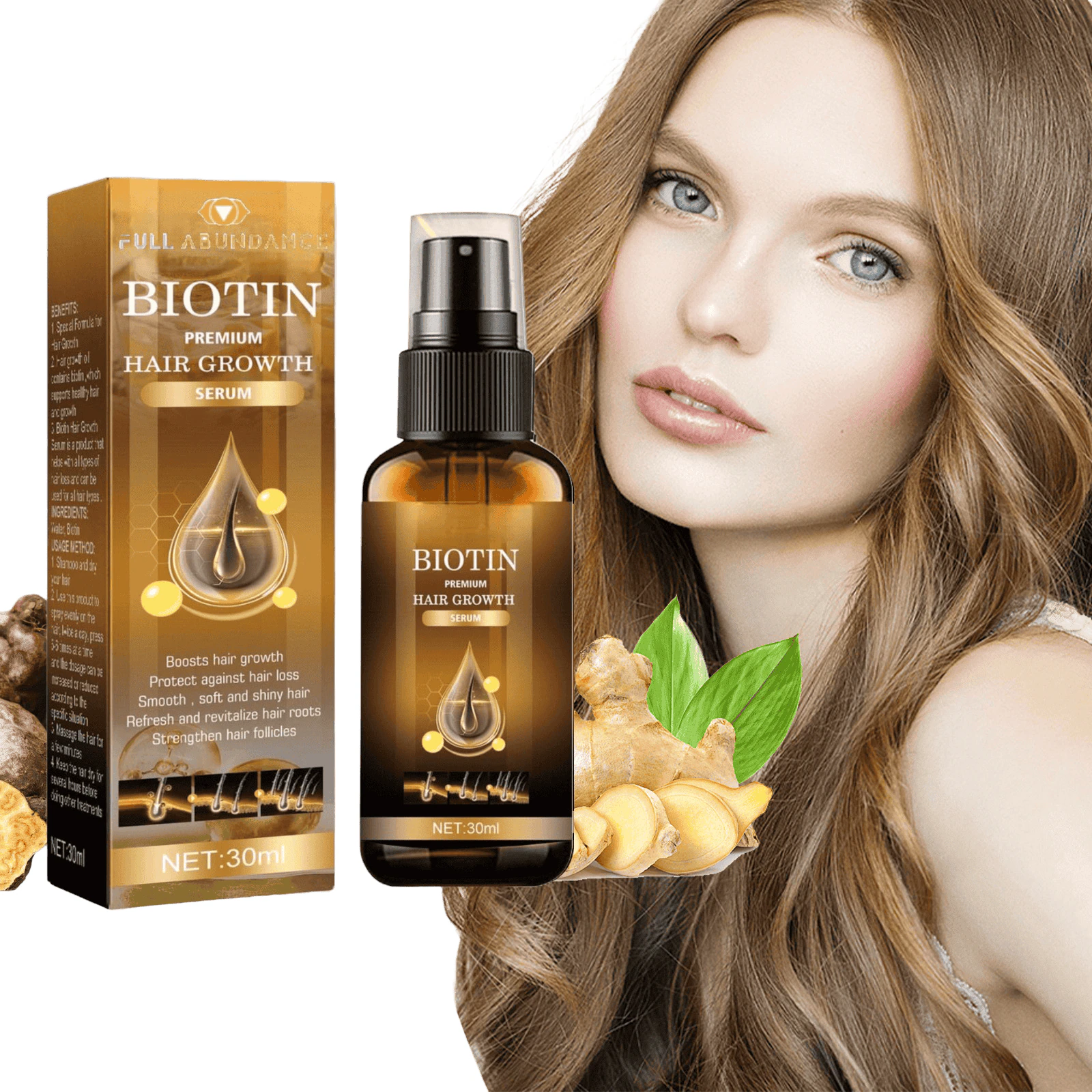 8 bucati Ser Biotina pentru Par, Tratament Crestere Rapida, Intarire Fir, Opreste Caderea Parului, Reparare Varfuri, Scalp Sanatos, Hidrateaza Par Fragil, Fara Reziduuri Grase, Ser Anticadere Natural, Par Des, Lucios