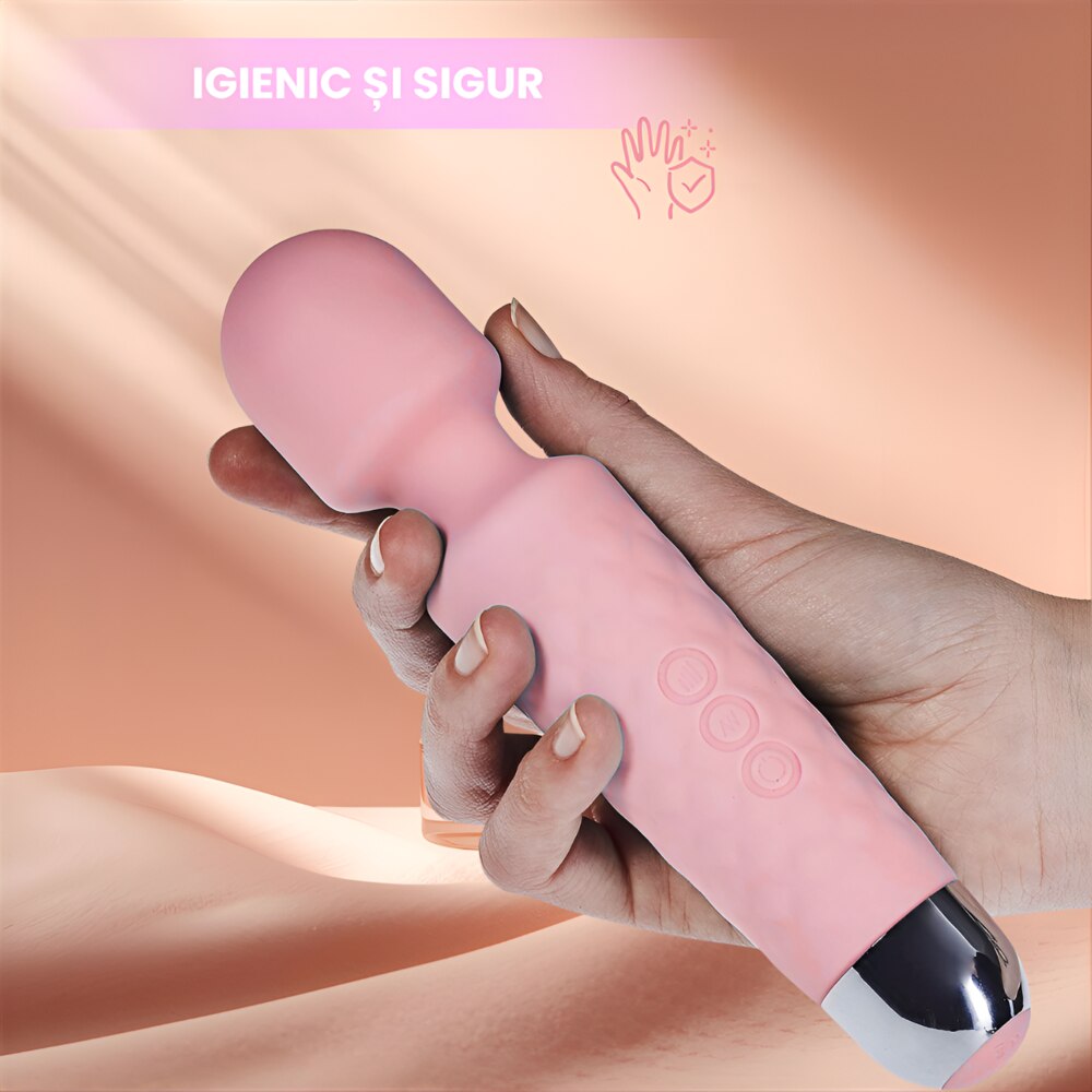 Vibrator Bagheta Masaj Femei Clitoris, 20 Modele, 8 Viteze, Motor Puternic, Silicon Moale, Prietenos cu Pielea, Rezistent Apa IPX6, Compact, Ergonomic, Reincarcabil USB, Discret, Silention, Material Hipoalergenic, Roz - imagine 8