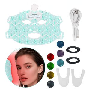 Masca LED terapie cu lumina rosie, Spectru facial 7 Culori, Masca Silicon Verde, Rejuvenare Piele Anti Rid, Colagen, Elasticitate, Calmarea Tenului, Curatare Porilor, Economisire, Tratament Avansat Acasa, red light
