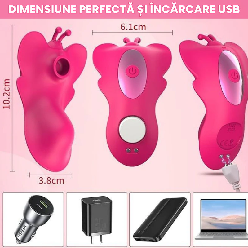 Vibrator invizibil cu Telecomanda, Fluture Colorat, Portabil, Pentru Sex Feminin, 9 frecvente, Aplicatie Mobila, ABS Silicon, Vibratii Puternice, Silentios, Ou Vibratoare, Masturbare Feminina, Jucarie Erotica - imagine 4